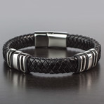 Black Woven Accents Braided Bracelet