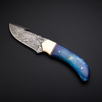 Handmade Damascus Gut Hook Knife + Pouch // GH-01