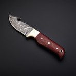 Handmade Damascus Gut Hook Knife + Pouch // GH-02