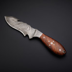 Handmade Damascus Gut Hook Knife + Pouch // GH-04