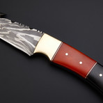 Handmade Damascus Gut Hook Knife + Pouch // GH-03