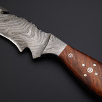 Handmade Damascus Gut Hook Knife + Pouch // GH-04