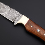 Damascus Handmade Skinner Knife + Pouch // SK-05
