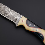 Damascus Handmade Skinner Knife + Pouch // SK-03