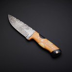 Damascus Handmade Skinner Knife + Pouch // SK-02