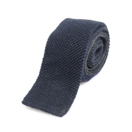 Knitted Straight Textured Tie // Blue + Grey