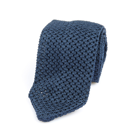Open Knit Straight Pointed Tie // Blue + Black