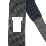 Knitted Straight Textured Tie // Blue + Grey