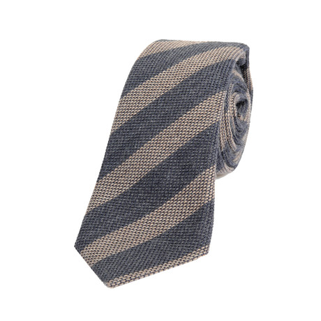 Textured Stripe Tie // Grey + Cocoa