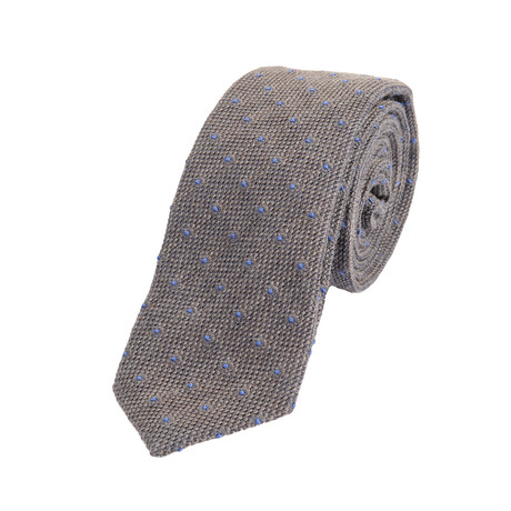 Textured Dot Tie // Cocoa + Blue
