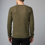 Cesarani // Cashmere Blend Wool Cable Crew // Olive (2XL)