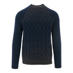 Sacco Mixed Yarn Ombre Funnel Neck // Navy (XL)