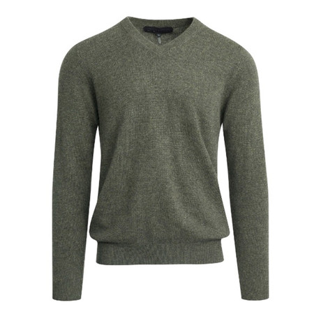 Classic V-Neck Sweater // Forest Heather + Coal (S)