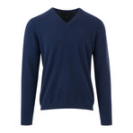 Classic V-Neck Sweater // Navy + Charcoal Heather (M)