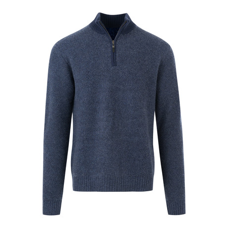 Quarter Zip Sweater // Denim  + Navy (S)