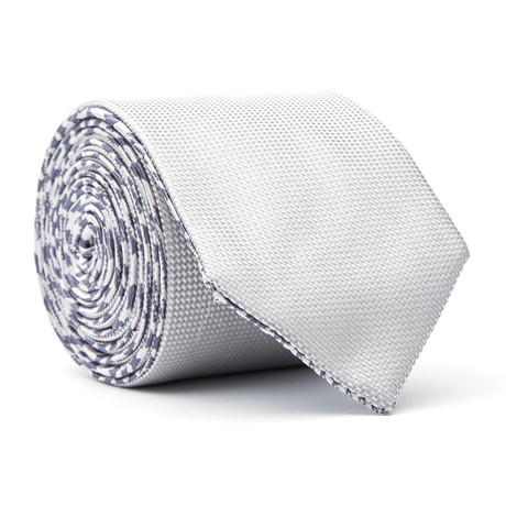 Reversible Tie // Grey + Silver Waved Patterned