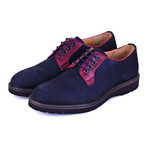 Selim Nubuck Lace-Up Derby // Navy Blue + Maroon (Euro: 40)