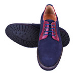 Selim Nubuck Lace-Up Derby // Navy Blue + Maroon (Euro: 40)