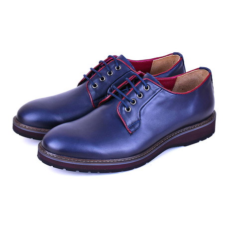 Selim Contrast Lace-Up Derby // Navy Blue + Maroon (Euro: 40)