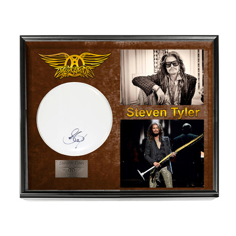 Aerosmith Steven Tyler Autographed Drumhead Drum + Display
