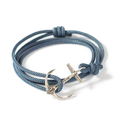Cord Anchor Bracelet (Blue + Silver)