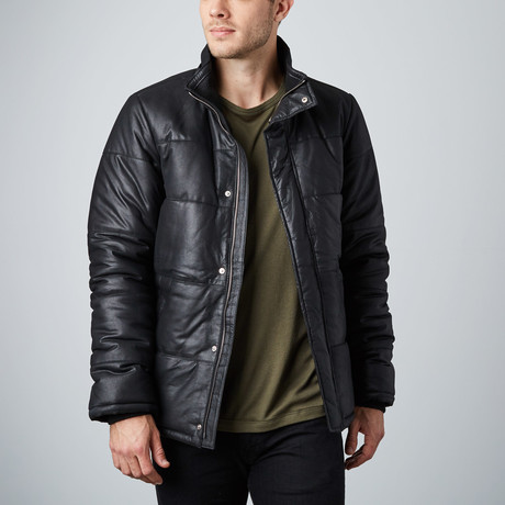 Cheltenham // Brooklyn Detachable Hood Leather Jacket // Black (S)