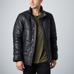 Cheltenham // Brooklyn Detachable Hood Leather Jacket // Black (XL)