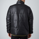Cheltenham // Brooklyn Detachable Hood Leather Jacket // Black (XL)