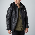 Cheltenham // Brooklyn Detachable Hood Leather Jacket // Black (L)