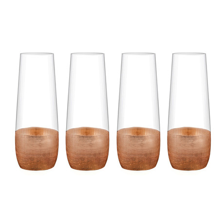 Linen Copper Stemless Flutes // Set of 4