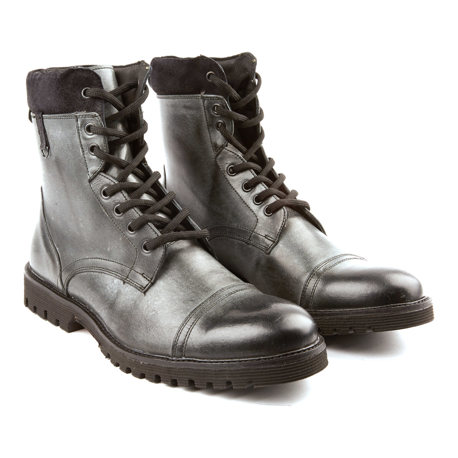 cap toe combat boots