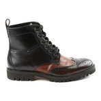 Men's Lace-up Wingtip Boots // Black Brandy (US: 8)