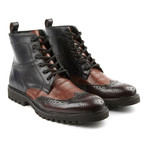 Men's Lace-up Wingtip Boots // Black Brandy (US: 8)