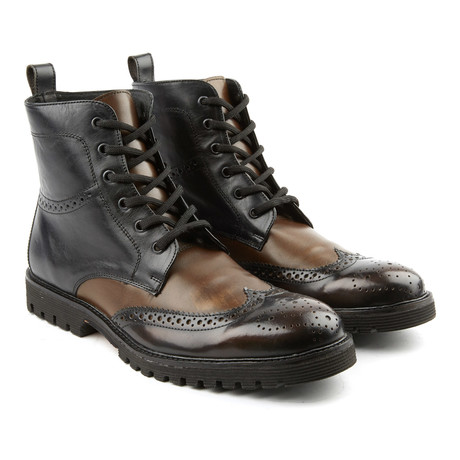 Two-Toned Wingtip Boot // Moss + Black (US: 7)