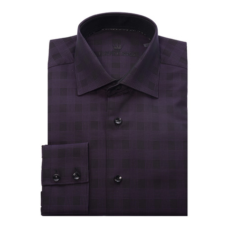 Camilo Button-Up Shirt // Black + Purple (S)