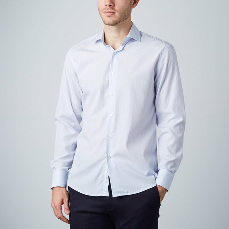 Luca Baretti // Modern Fit Shirt // Blue + White Stripe (US: 15R)