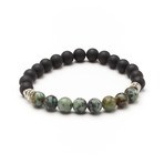 African Turquoise + Matte Black Onyx Bracelet