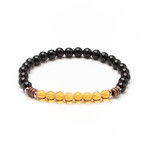 Golden Czech Beads + Black Onyx Bracelet