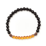 Golden Czech Beads + Black Onyx Bracelet