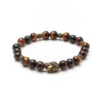 Tiger Eye + Brass Buddha Bracelet