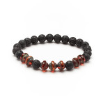 Orange Czech Glass + Volcano Rock Bracelet