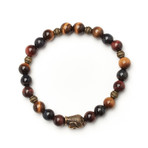 Tiger Eye + Brass Buddha Bracelet