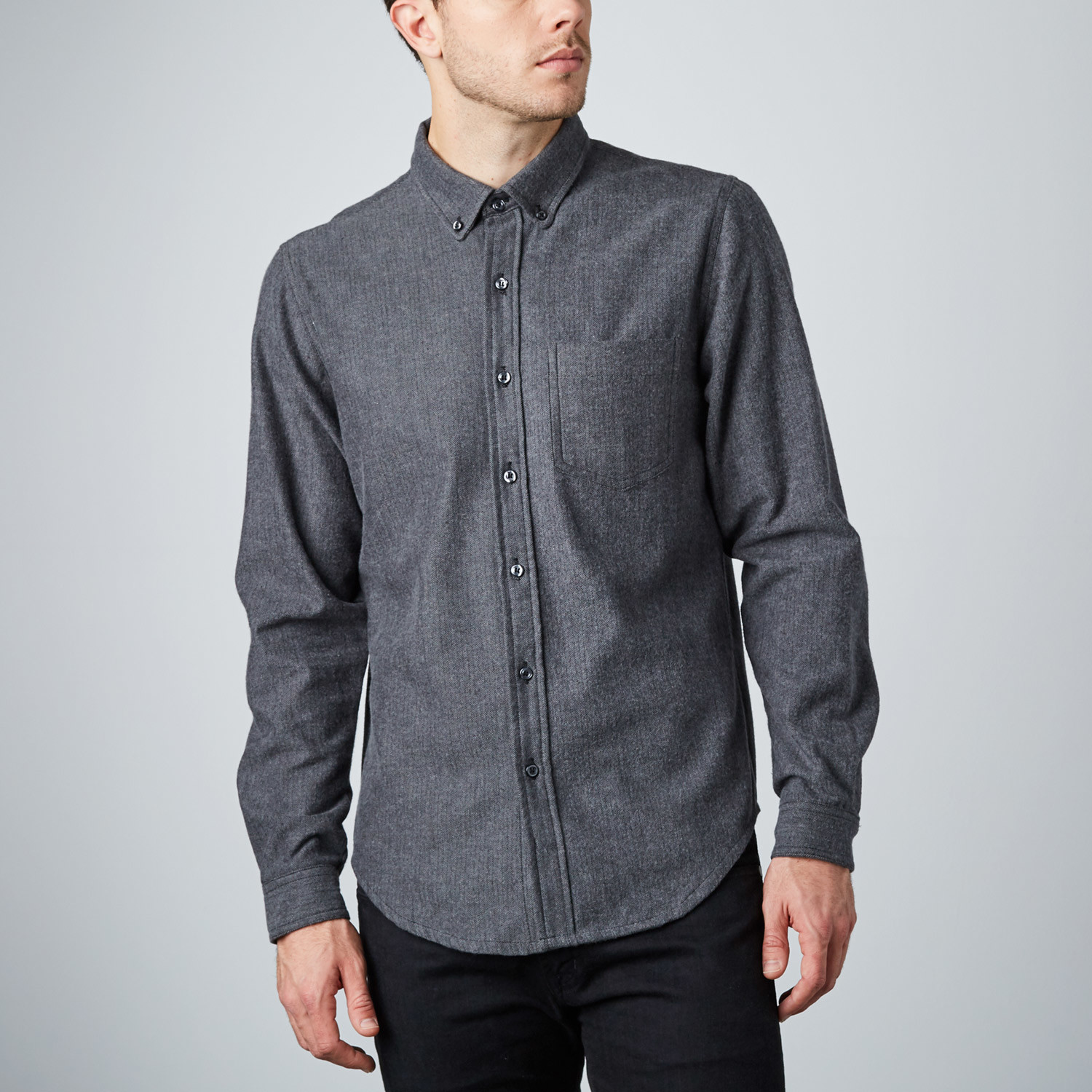 Herringbone Button-Up // Charcoal (S) - Casavva - Touch of Modern