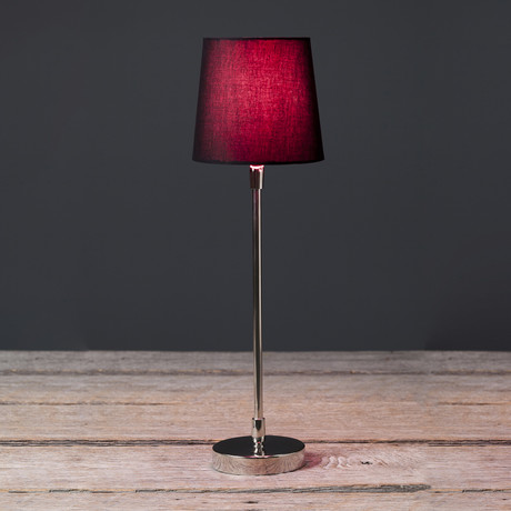 Modern Round Table Lamp // Black + Fuchsia // Set of 2