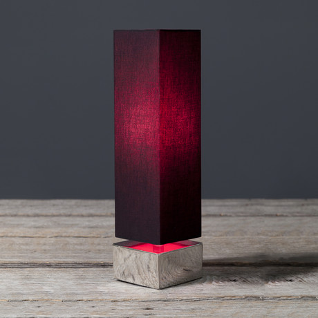 Modern Square Table Lamp // Black + Fuchsia // Set of 2