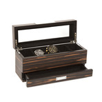 5-Slot Watch Holder + Jewelry Tray (Brown)