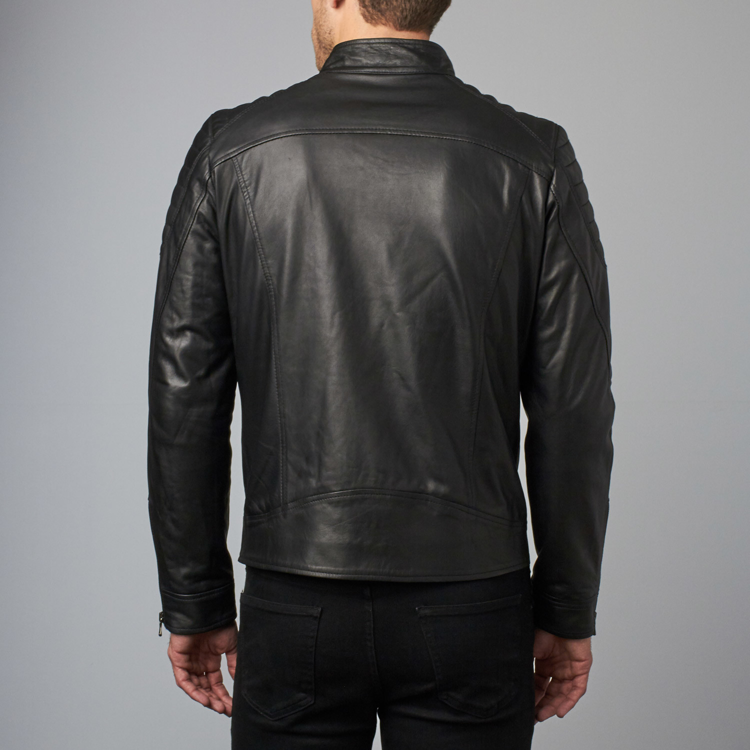 U411 Leather Biker Jacket // Black (Euro: 50) - D'Arienzo collezioni ...