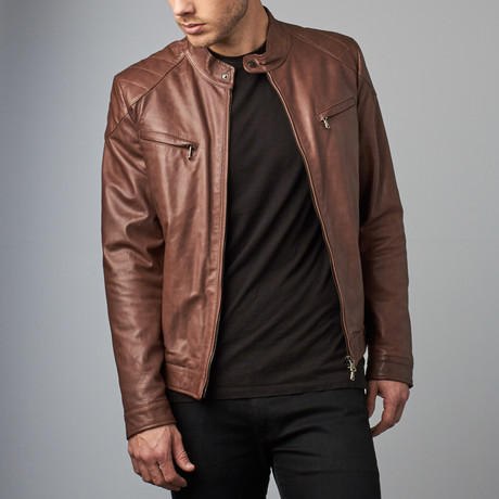 Lamb Leather BIker Jacket // Dark Brown (Euro: 46)