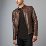 Hamilton Lamb Leather Biker Jacket // Dark Brown (Euro: 56)