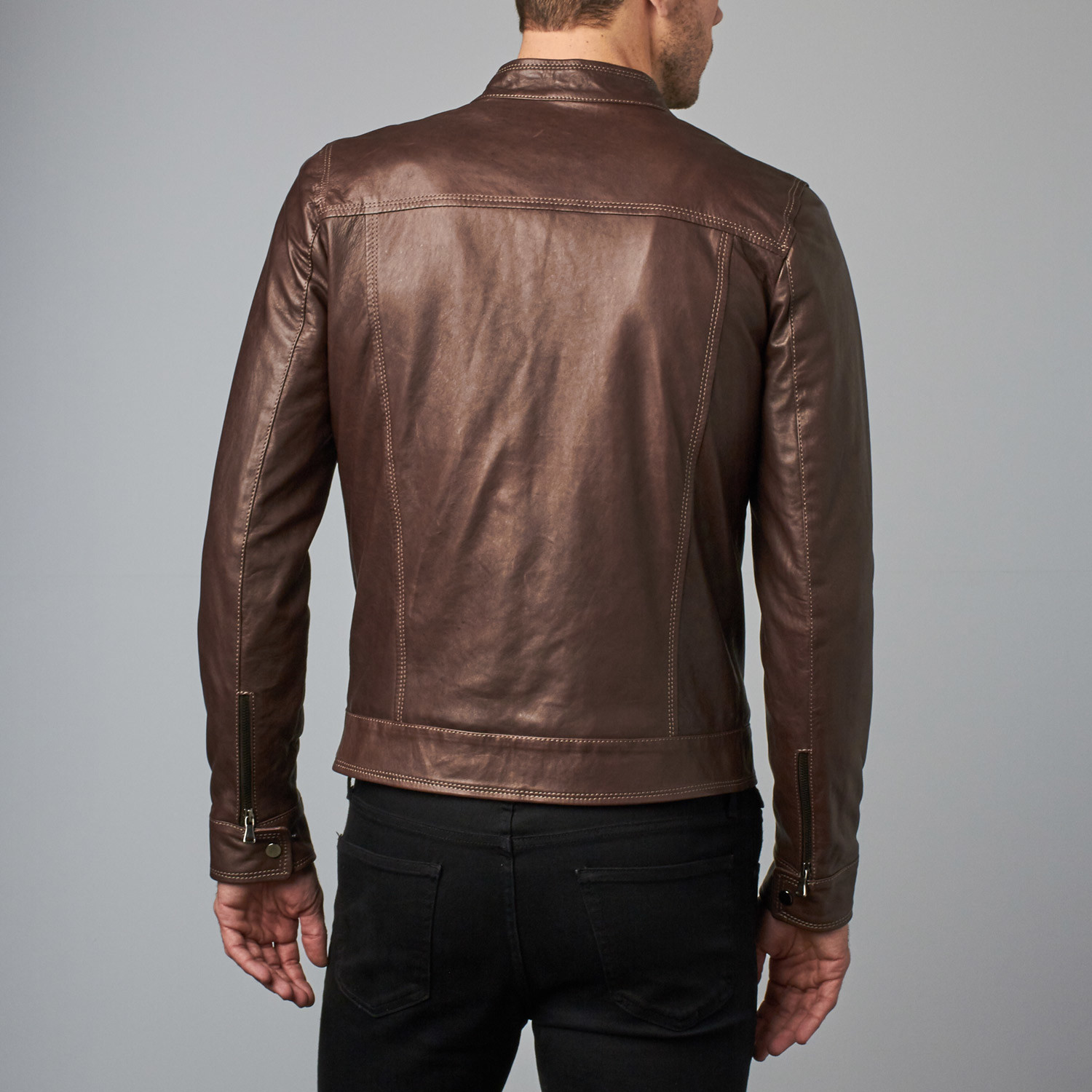 Hamilton Lamb Leather Biker Jacket // Dark Brown (Euro: 46) - AD Milano ...